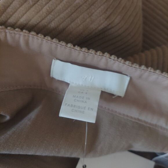 H&M Tan Corduroy High Waist Mini Skirt NEW Sz 4 - Picture 4 of 10